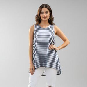 Aritzia Wilfred Free Striped Tank Top Sleeveless White Blue Linen Size XXS